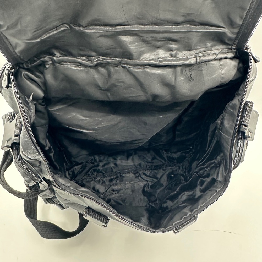 Carroll Black Leather Multi-Pocket Backpack Utility Travel Rucksack Bag - Picture 13 of 15